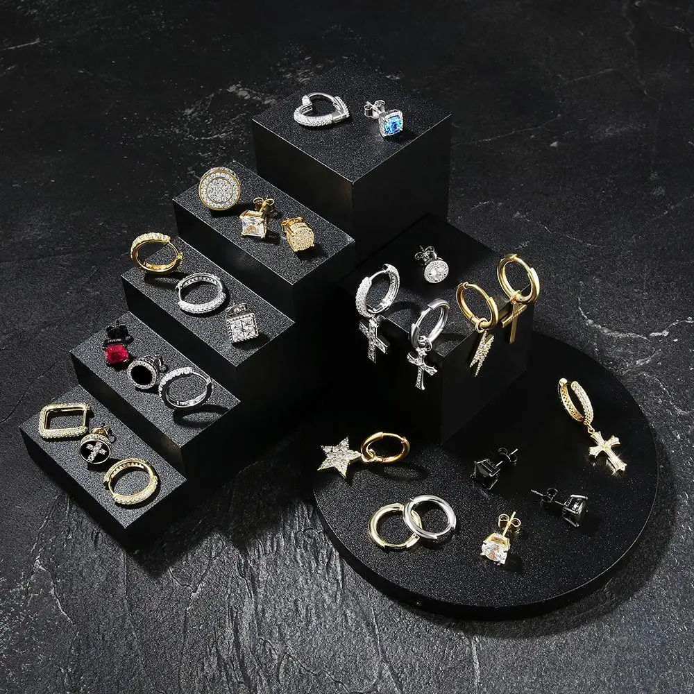KRKC оптовая продажа, модные Висячие серьги для женщин и мужчин, ювелирные изделия по индивидуальному заказу, позолоченные серьги-кольца из нержавеющей стали со звездой и бабочкой