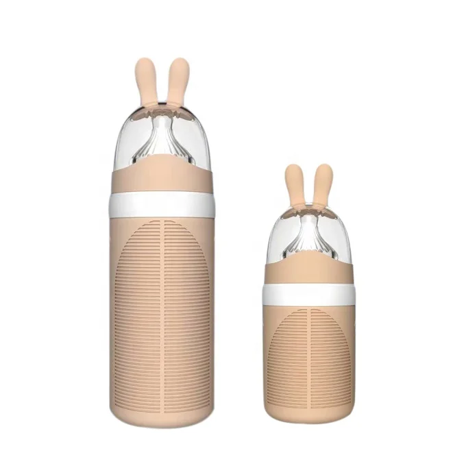 BPA Free Silicone Baby Bottle Baby Feeding Bottle Glass for Infant Kids