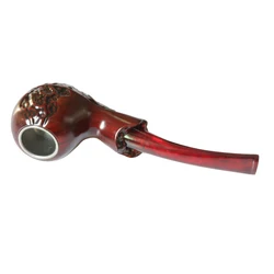 Wholesale  Brown Resin Smoking Pipe Handcrafted Short Traditional Classic Pattern Engraved Wooden Smoking Pipes