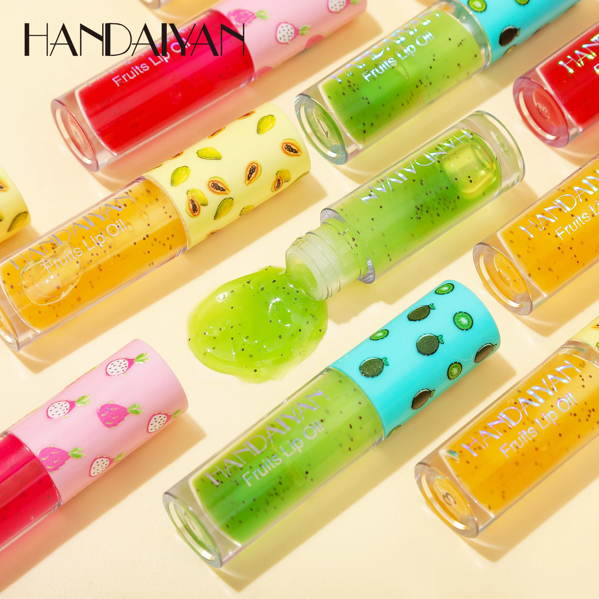 HANDAIYAN Moisturizing Fruit Lip Oil Light-colored Lip Balm 3 Pcs Set Vegan Formula Makeup Cosmetics