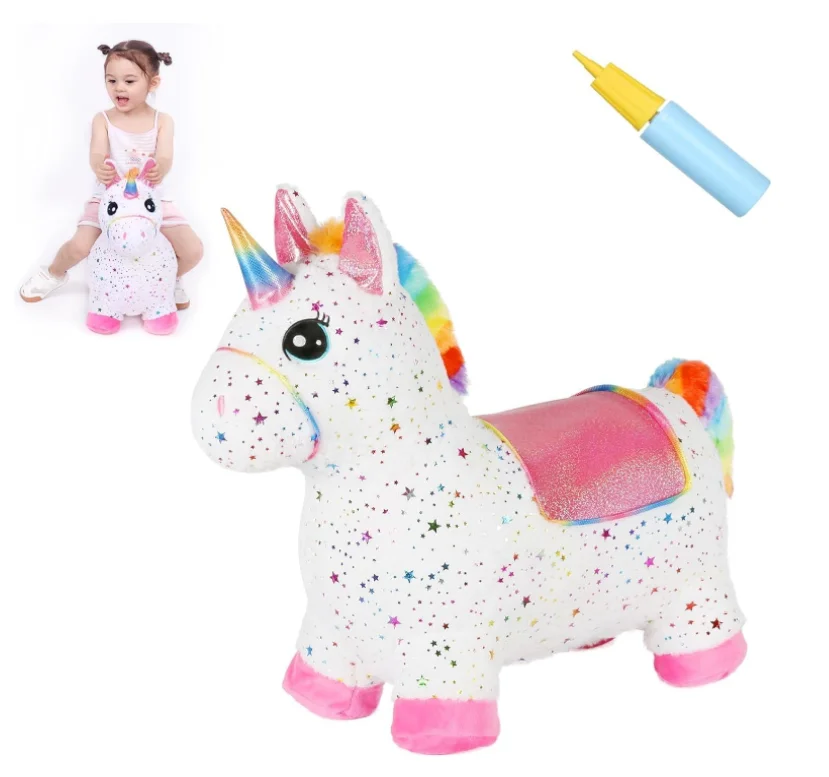 Custom New Design Soft Paly OEM ODM Exercise Kids Balance Bouncy Unicorn Jumping Animal For Toddlers with Color Box