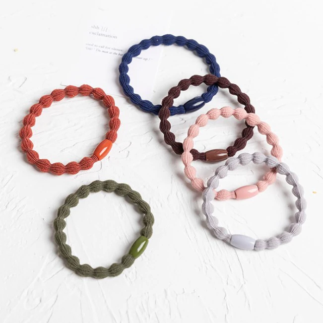 Custom Logo Elastic Hair Bands with Beads Beaded Hair Ties For Women And Girl