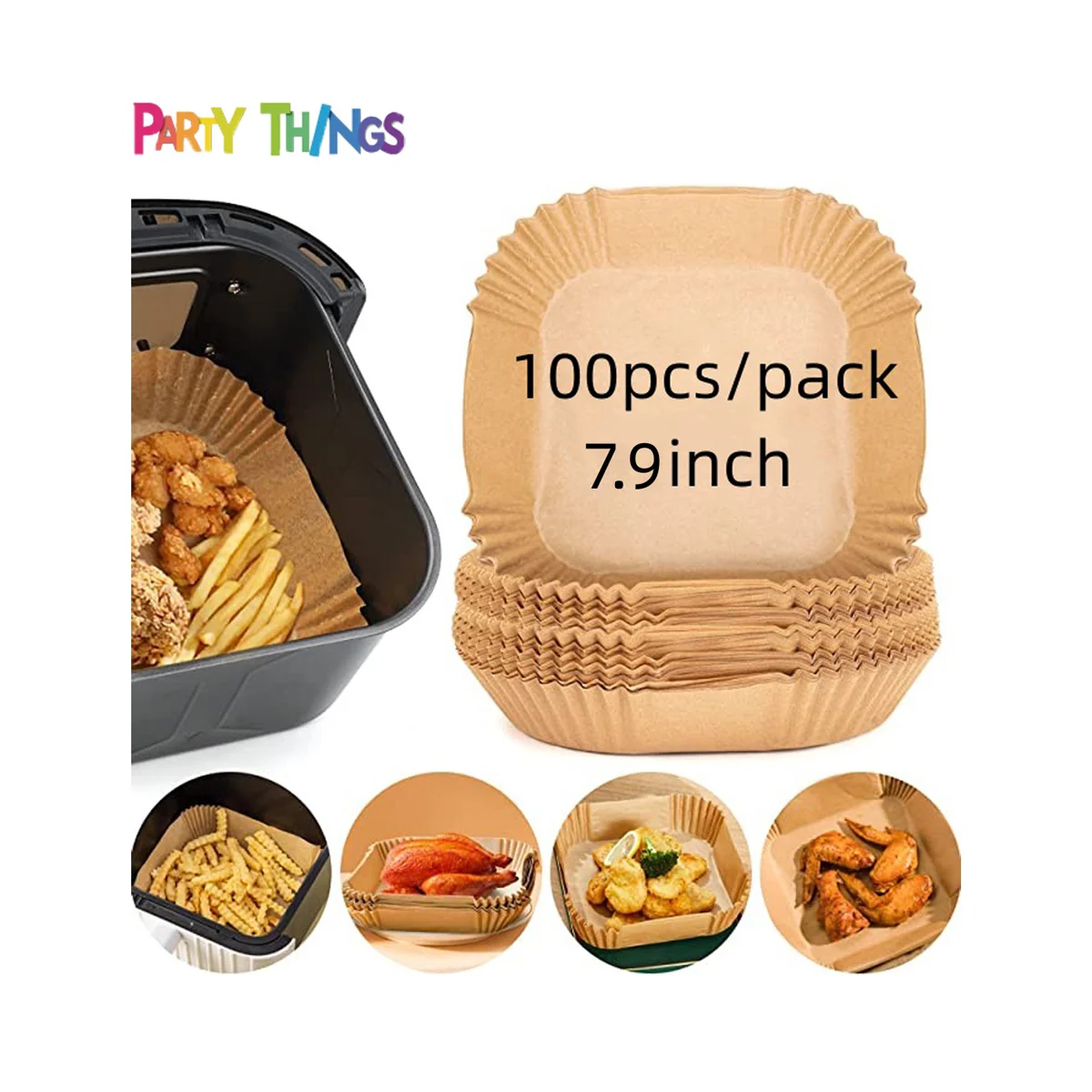 Wholesale 7.9inch Air Fryer Pad Square Disposable Paper Liner Air Fryer Paper