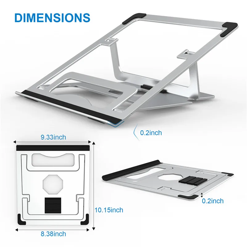 
Factory Portable Laptop Stand Adjustable Foldable Aluminum Laptop Support for iPad mini Notebook 