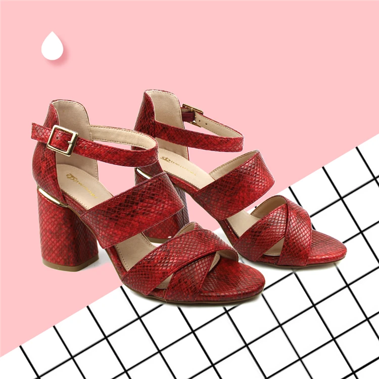 High Quality Popular Summer Thick High Heel Buckle Women Sandals for Rope