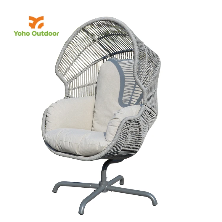 Wholesale outdoor Patio garden hanging egg chair modern steel frame egg swing chair rattan hanging egg swing chair