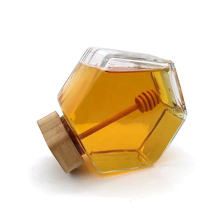 Wholesale empty honey jars glass hexagonal honey containers