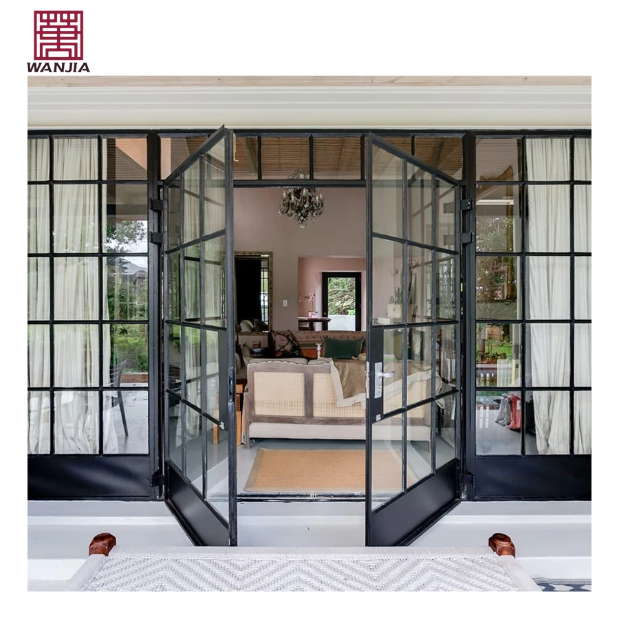Minimalist design commercial store front casement glass door aluminum casement doors