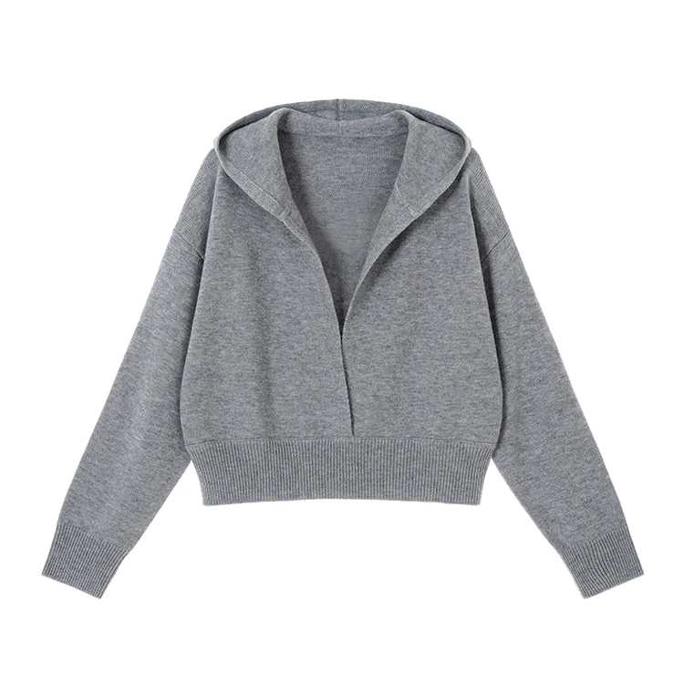 Factory theWangs Cashmere Sweaters Cardigan Knit Jacket Autumn Hooded Sweater Women Manufacturer Wool Pullover