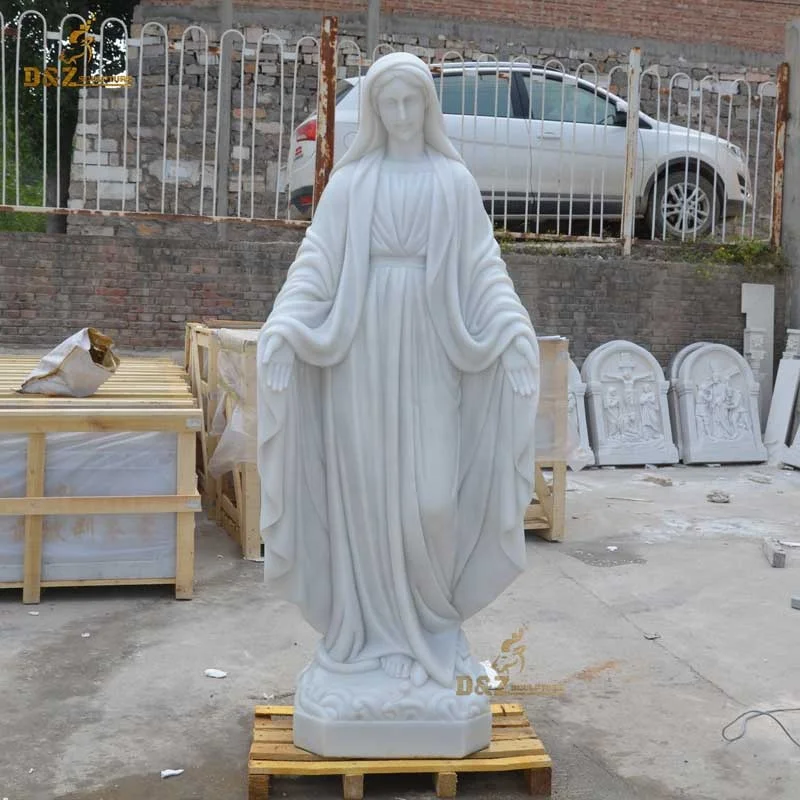Custom Christian Classic Religious Saint Sculpture Life Size Natural White Stone Marble Mother Virgin Mary Statue For Sale