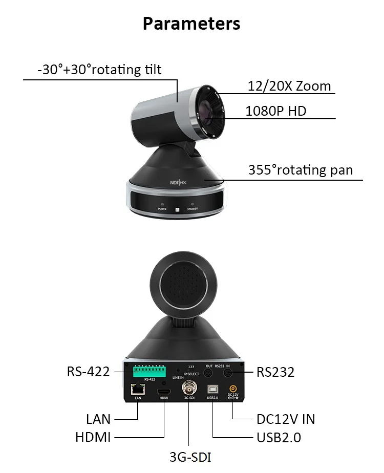 20x SDI PTZ NDI Camera IP Network Living Streaming Vmix Software Concert Church Broadcasting Equipment usb HDMI ptz camera