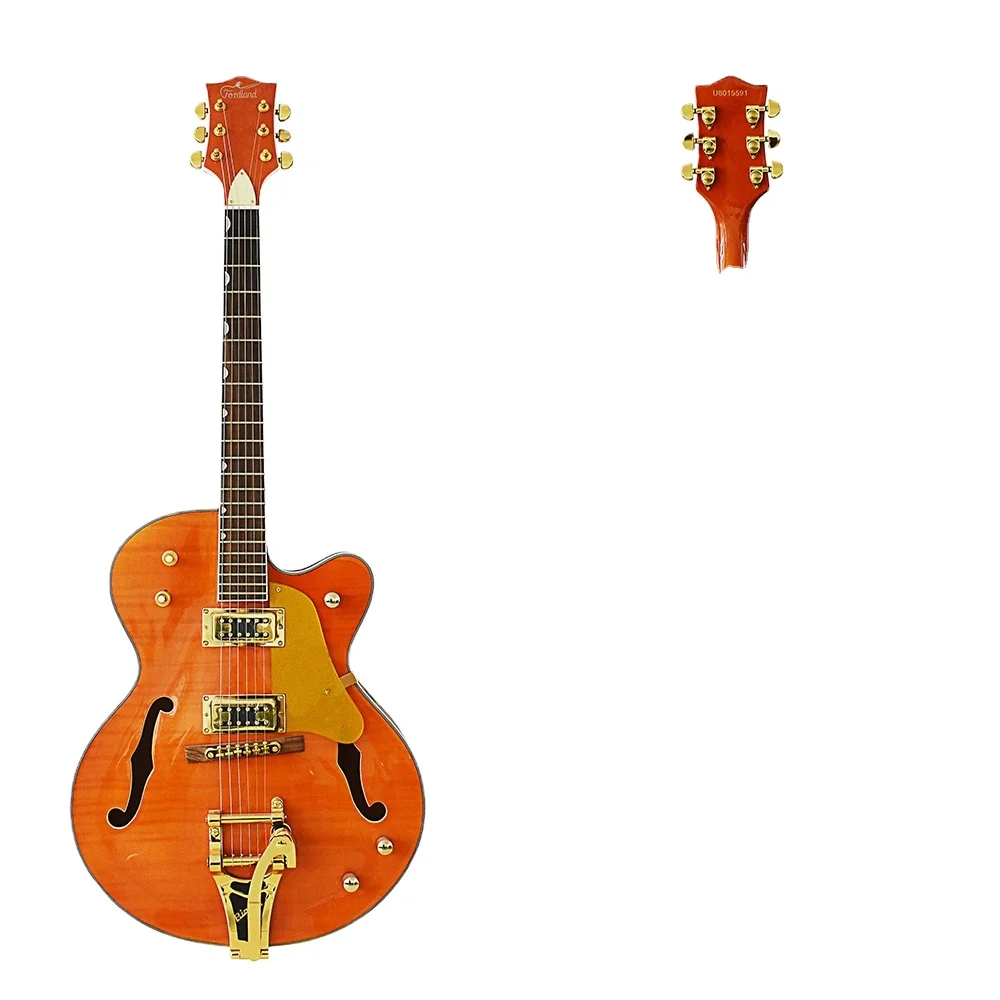 Newest Fashion semi acoustic guitar with Bigsby Bridge Gold Vintage