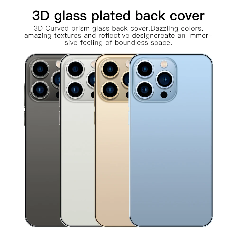 Original i14 i13 promax 6.8 inch 8GB+256GB Android smartphone 10 core 5G LET phone HD face ID Global version mobile phone