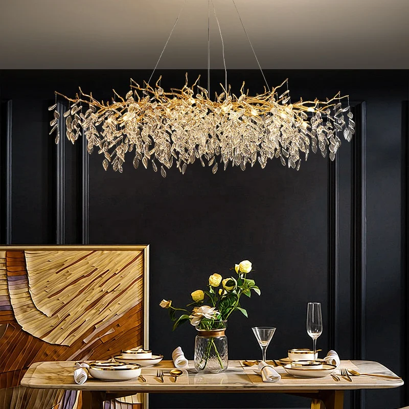 Hot Sale New Luxury Creative Design Tree Shape for Living Room Dining Room K9 Crystal Oval Chandelier