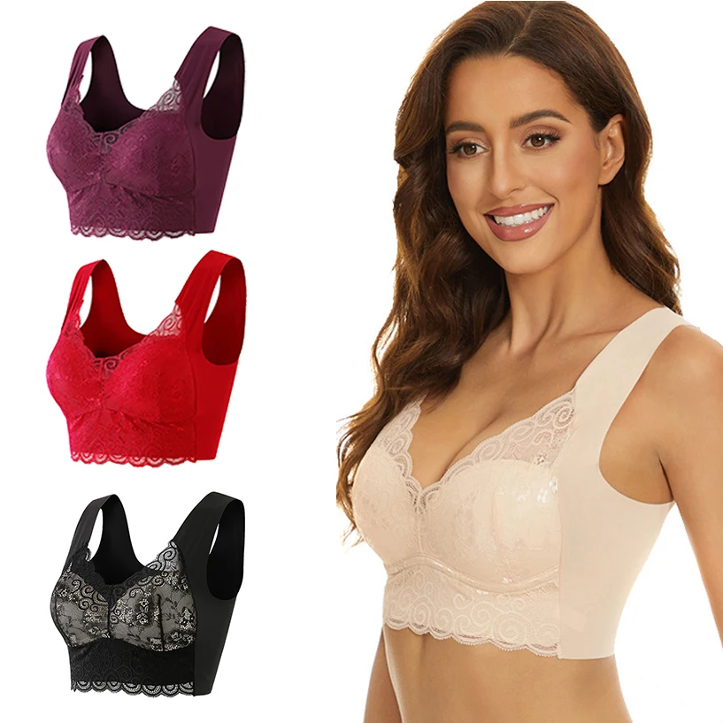 High Quality Underwear Large Busts Ladies Big Bra Plus Size Woman Wire Free Bra