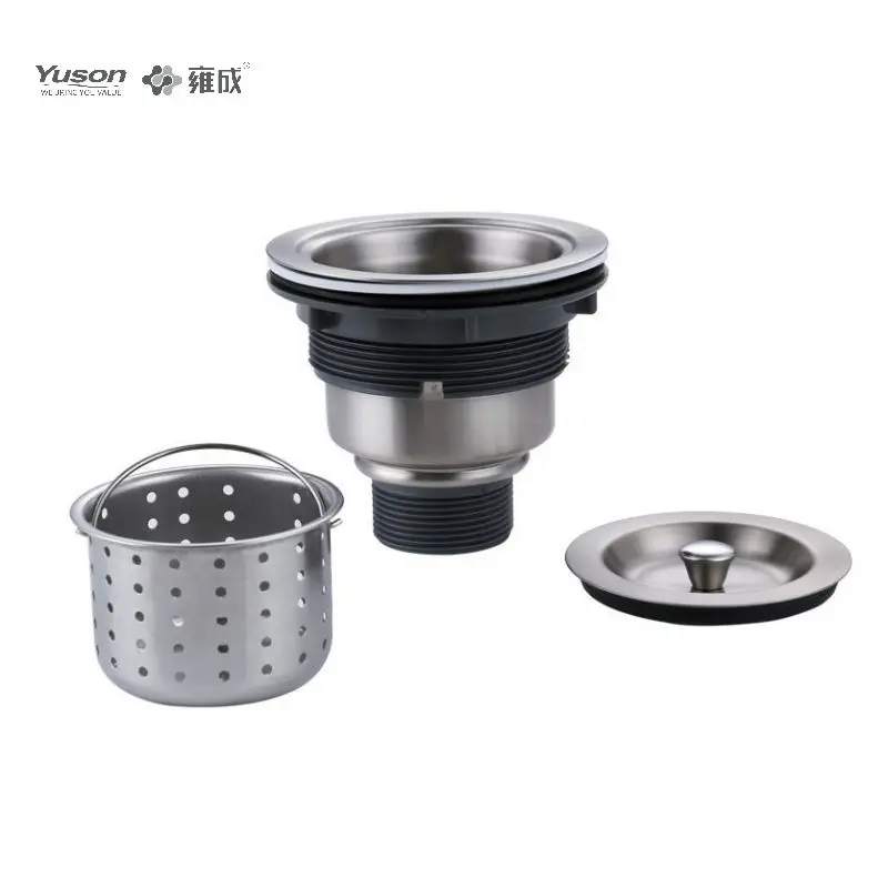 YUSON YS27101-S02 Fireclay Farmhouse kitchen sink siphon sink drain 304 stainless steel kitchen sink strainer