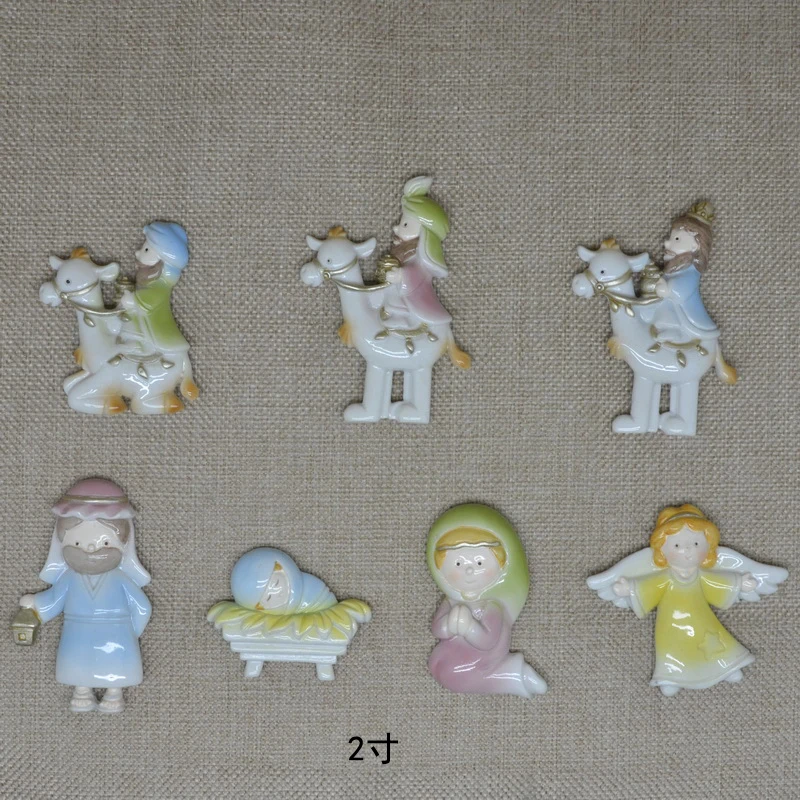 Small Size Fridge Magnet Christmas Nativity Sets 9 Pieces Resin Children Holiday Gift