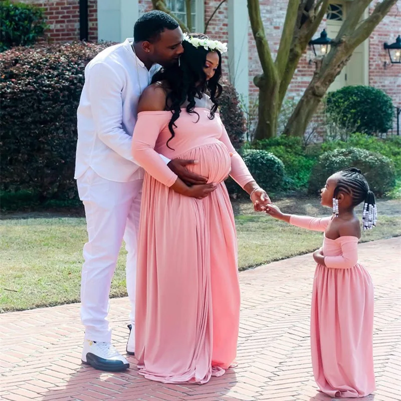 Mommy and Me Clothes Photography Pregnant Women Maternity Maxi Dress Mother and Daughter Dresses