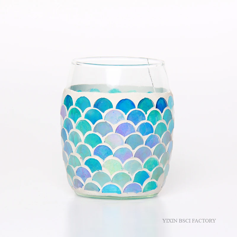 2021 Bright Colored Mosaic Glass Bathroom Accessories 4 Pieces Fanshaped Piece Glass Mosaic Bathroom Accessories Set