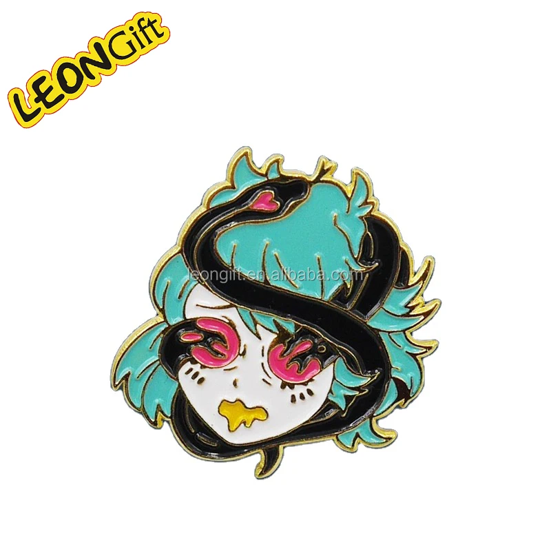 Leon Metal Gift anime custom soft hat cute metal badge cartoon backing card enamel pins
