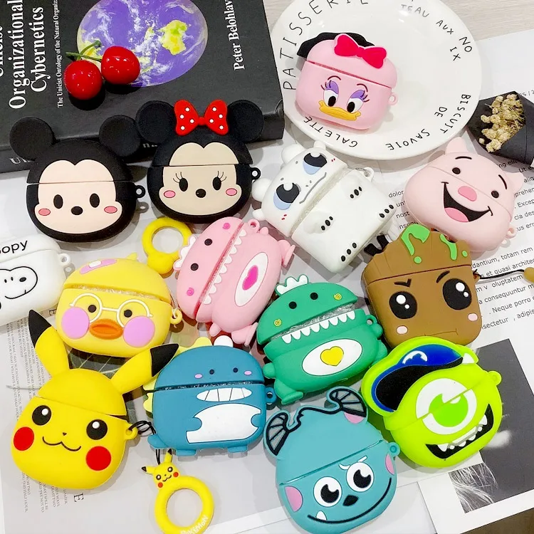 
New 3D cute cartoon Mickey Mouse silicone protective cover shockproof earphone cover, suitable for Airpods 2 Airpods pro 