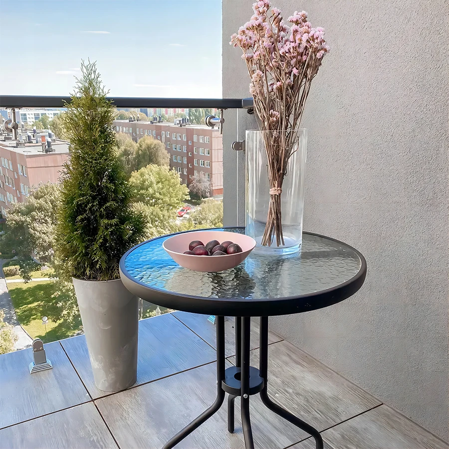 Exquisite Round Tempered Glass Table modern dining table glass top patio coffee table