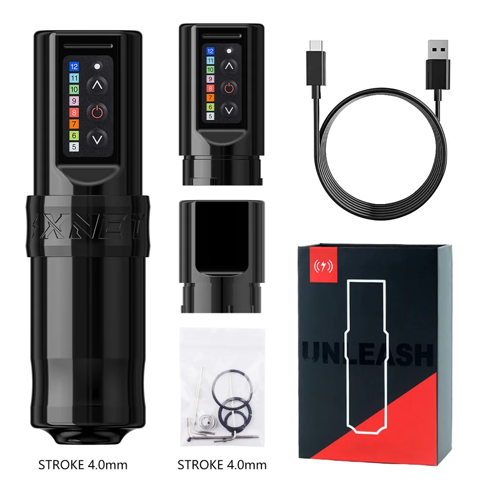 Ambition F L U X 4mm Stroke Professional Wireless Tattoo Pen Rotary Tattoo Gun Machine with Double Battery for Artist Body Art
