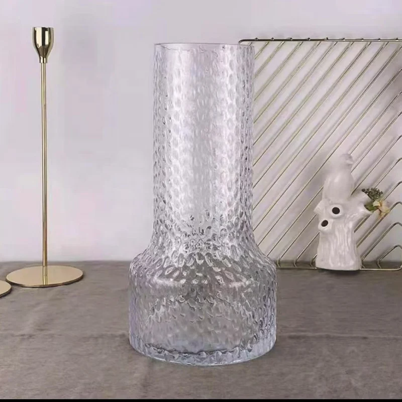 Black smoke grey glass vase for fresh flowers cut modern vase unique wide stable bottom vase for table centerpiece