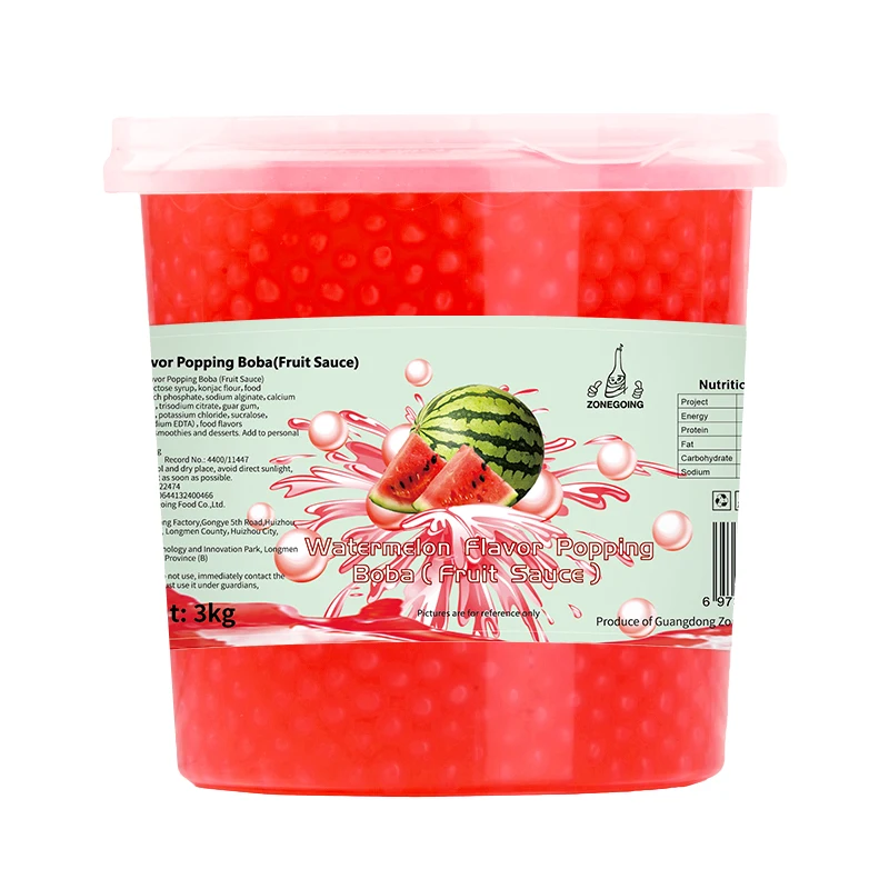 3kg explosive refreshing taste watermelon flavor popping boba for taiwan pearls bubble tea