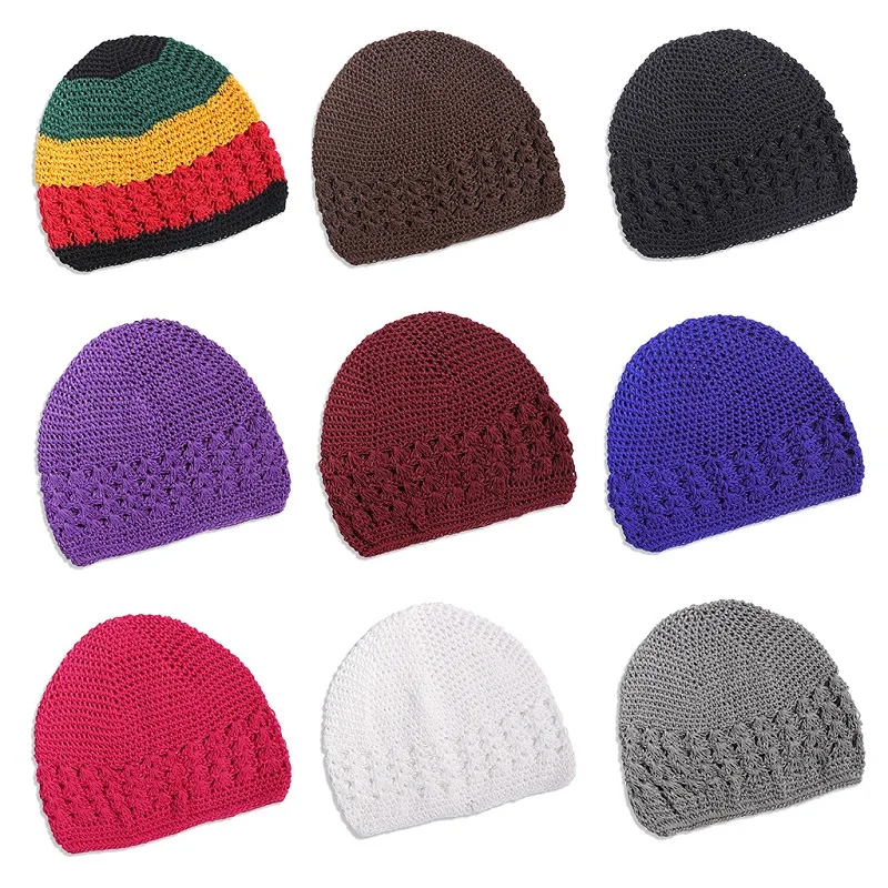 Hair Accessories Hair Snood Knit Kufi Caps Elastic Crochet Beanie Kufi Hat For Men Women