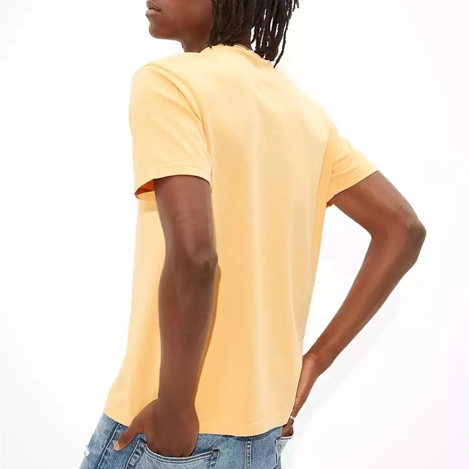 
Retail sale online yellow plain cotton casual message t shirts for men 