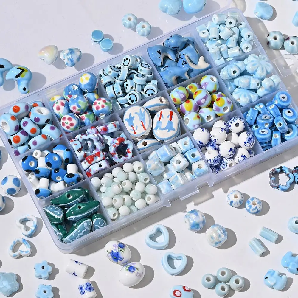 ciyuan blue ceramic beads Day cute love loose diy handmade jewelry accessories bracelet bead material