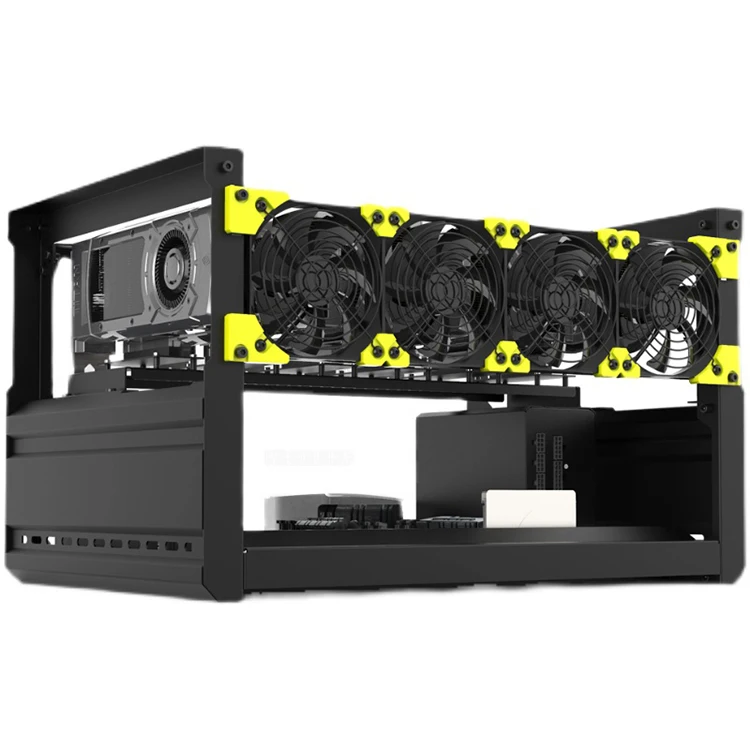 6 GPU T2 Rig алюминиевый Штабелируемый открытый корпус для