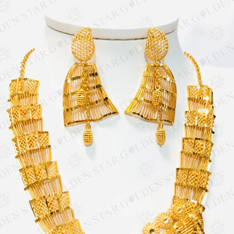 Golden Star Jewelry High Quality Luxury 24K 18K Gold Color African Dubai Gold Plated Jewelry Sets