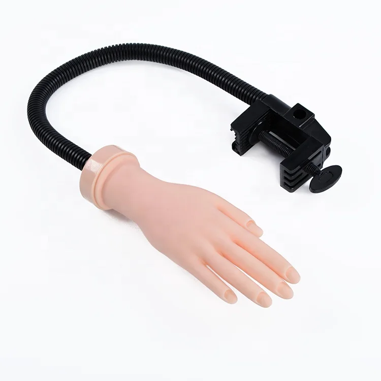 Soft Professional False Right Practice Hand Nail Art Trainer Training Hand Tool with Flexible Arm and Desk Clamp