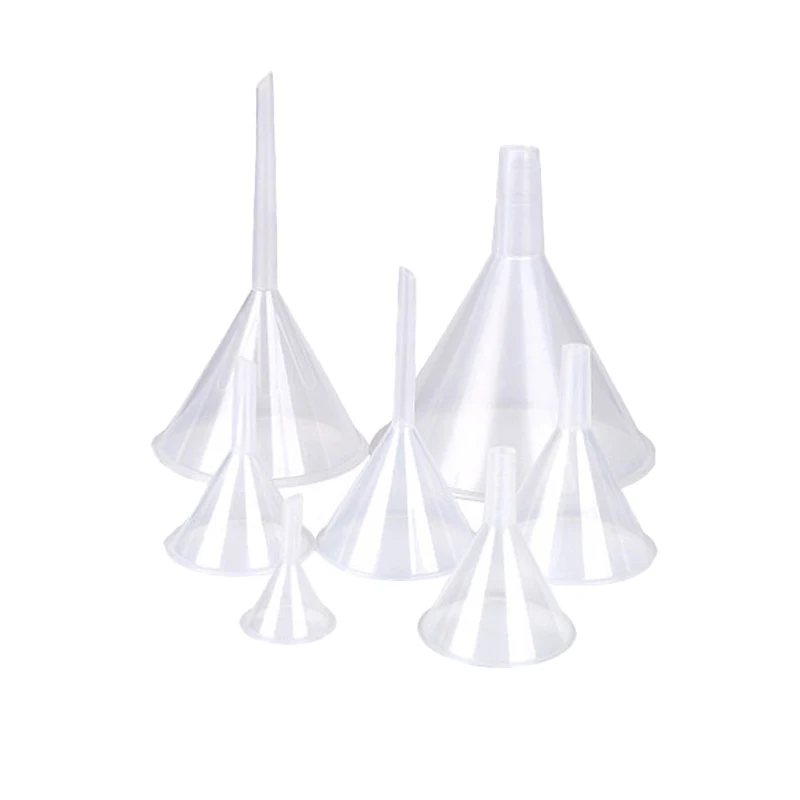 Wholesale 3cm-15cm plastic transparent triangle funnel separatory funnel oil funnel