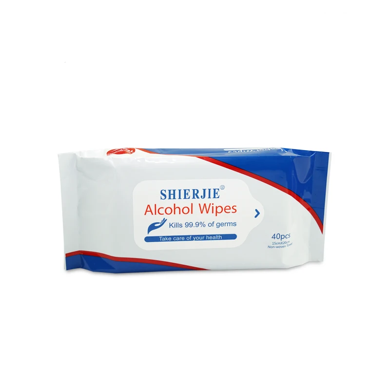OEM Manufacturer 40pcs Bag Hand Sanitizer Disinfecting Alcohol Wipes Tissue