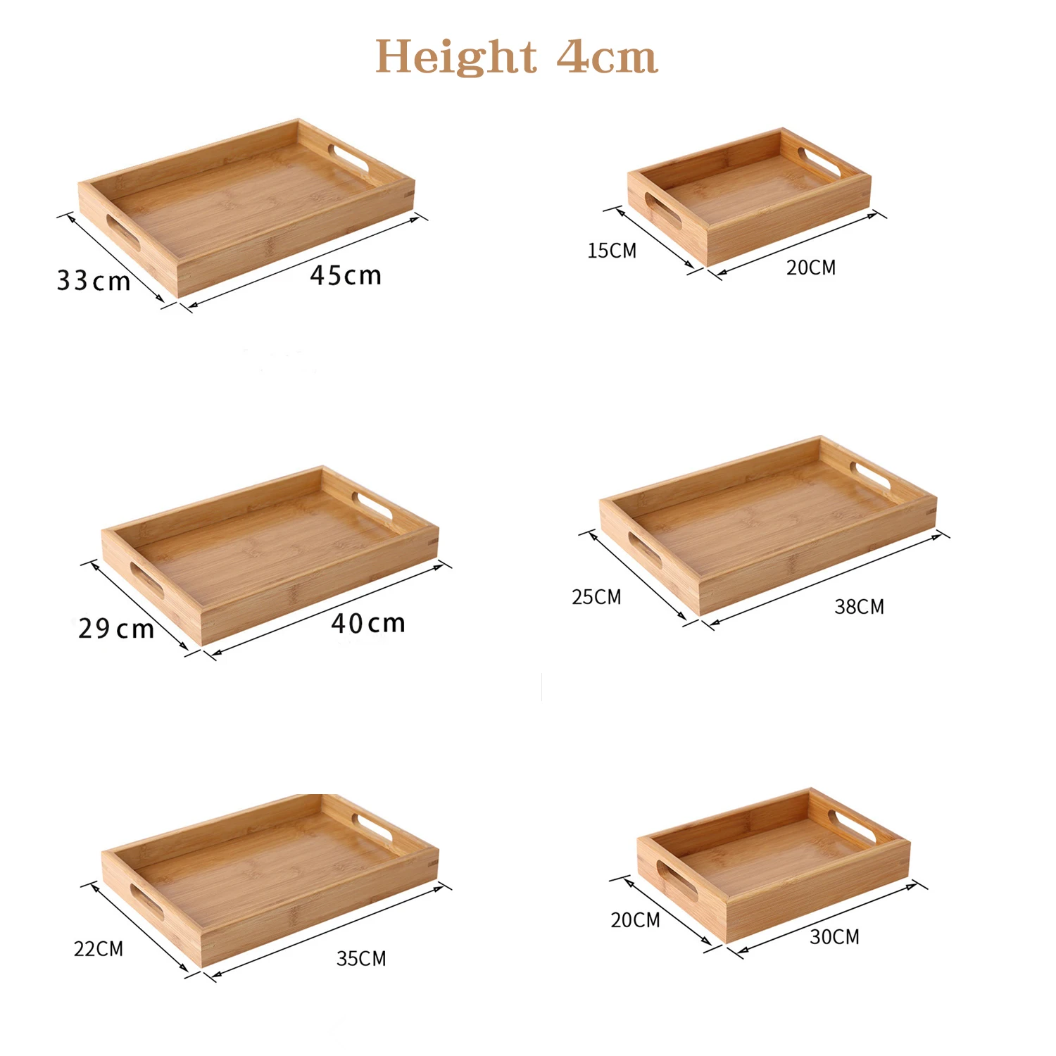 Bamboo Wooden Tray Household Solid Wood Rectangular Tea Tray Water Cup Tray