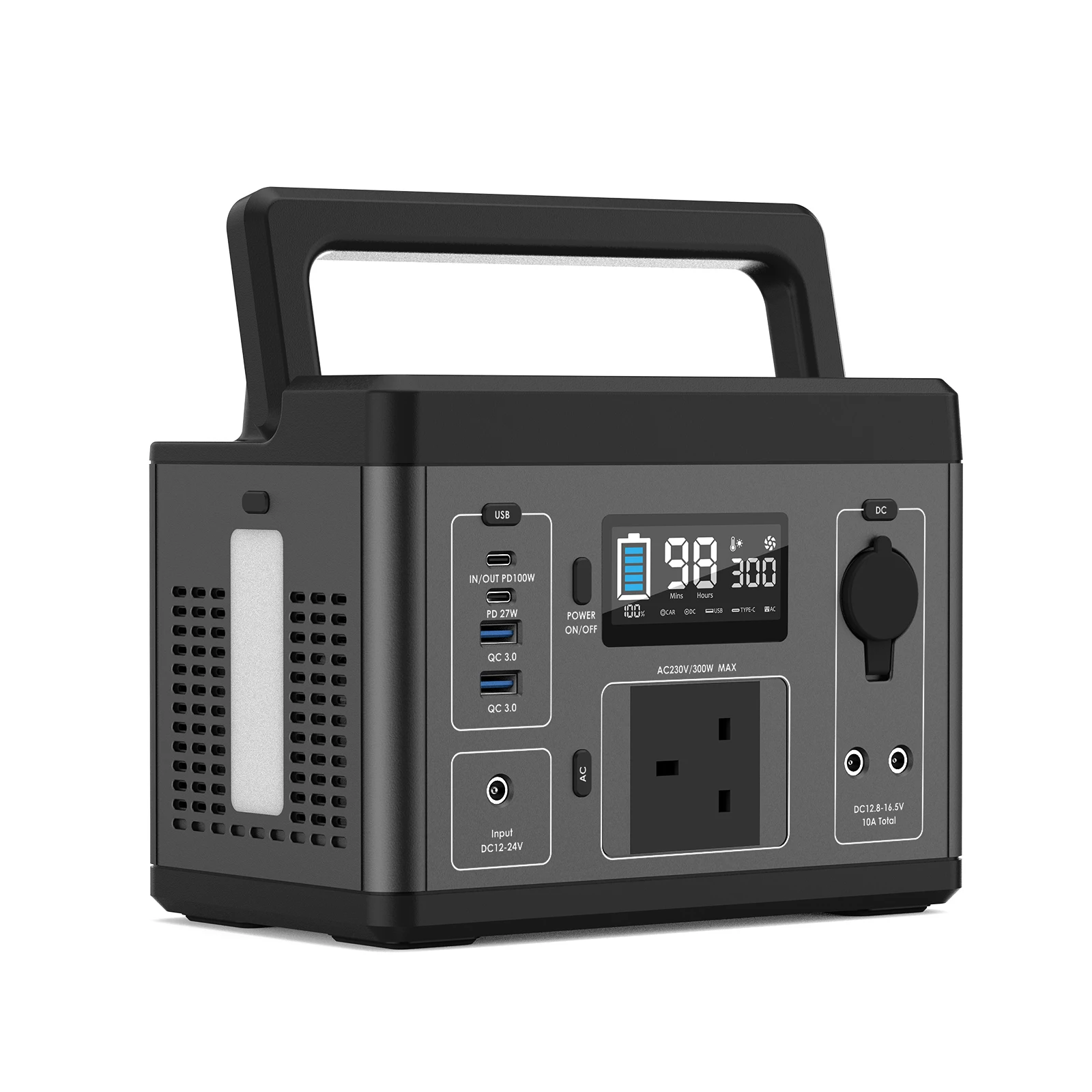 300 watts 266wh 110v 220v portable power station 300w solar power generator with dual led light