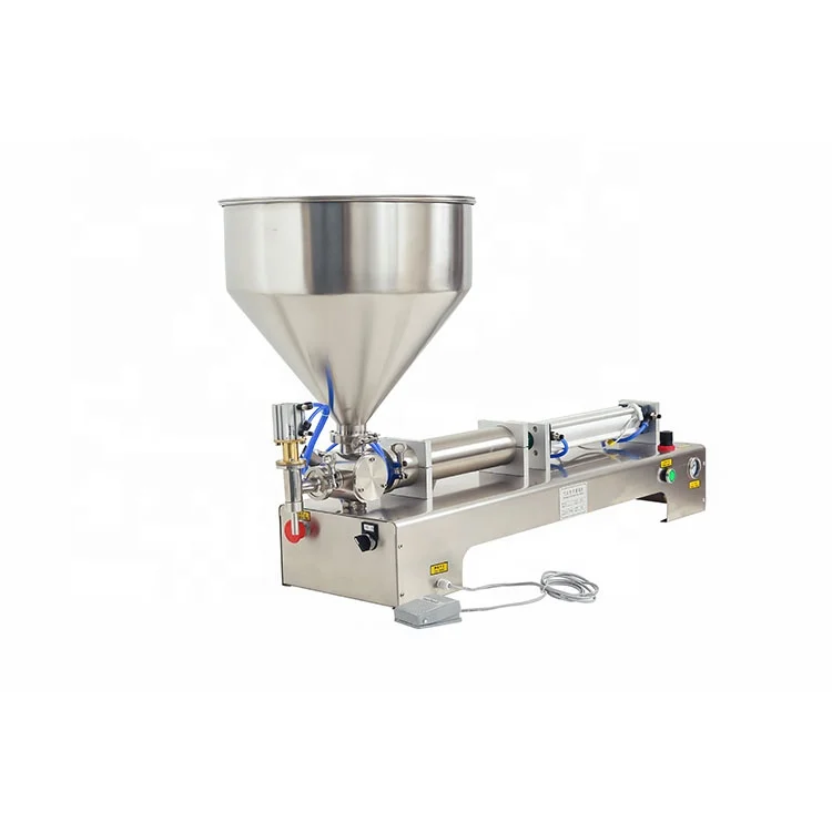 Pneumatic Filling Machine 100-1000ml Semi-auto Pneumatic Paste Jam Sauce  Filling with  Hopper CE certificate