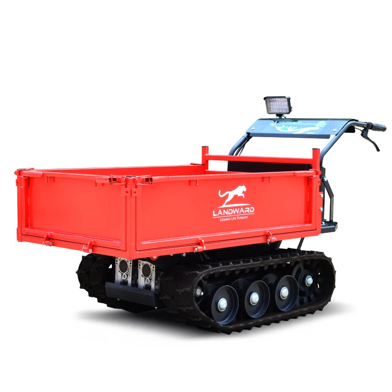 LANDWARD Wholesale Cheap Mini Electric Battery Transporter Portable All Terrain Skid Steer Rubber Track Truck Mini Dump Truck