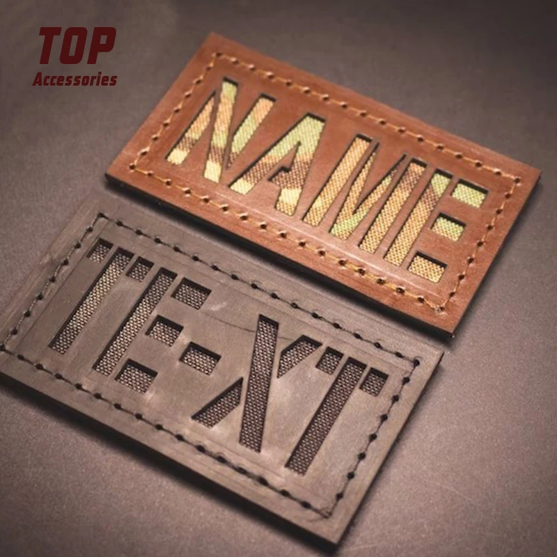 Custom Hollowed Out Camouflage Flag Leather Badge Tactical Patch for Outdoors