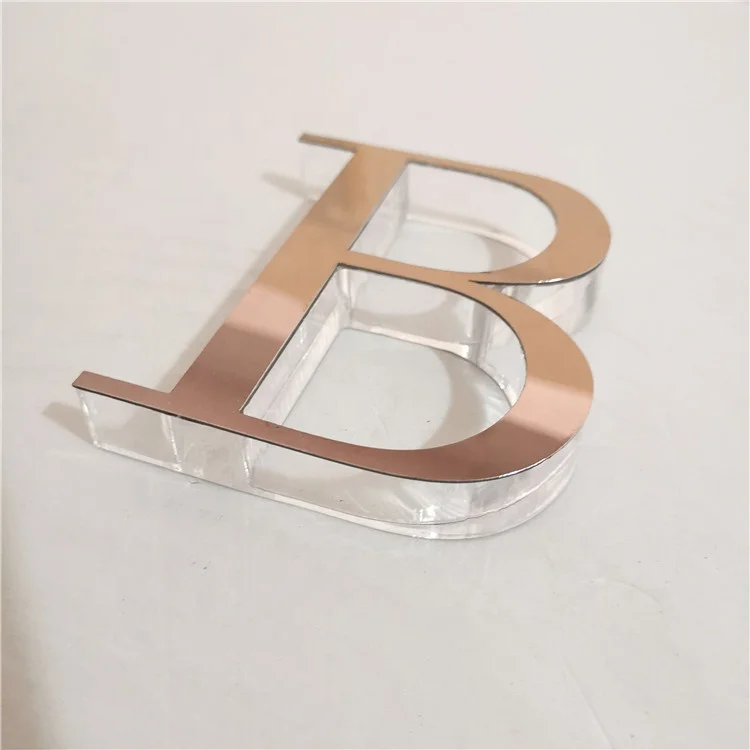 Laser Cut Fabricated Decorative Acrylic Word  Rose Gold Letter Sign 3D Company Logo