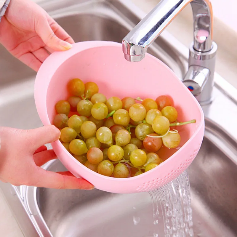 Thickened Food Grade Plastic Rice Washer Strainer washing colander with Handle for Vegetables and Fruits Water Drain bowl