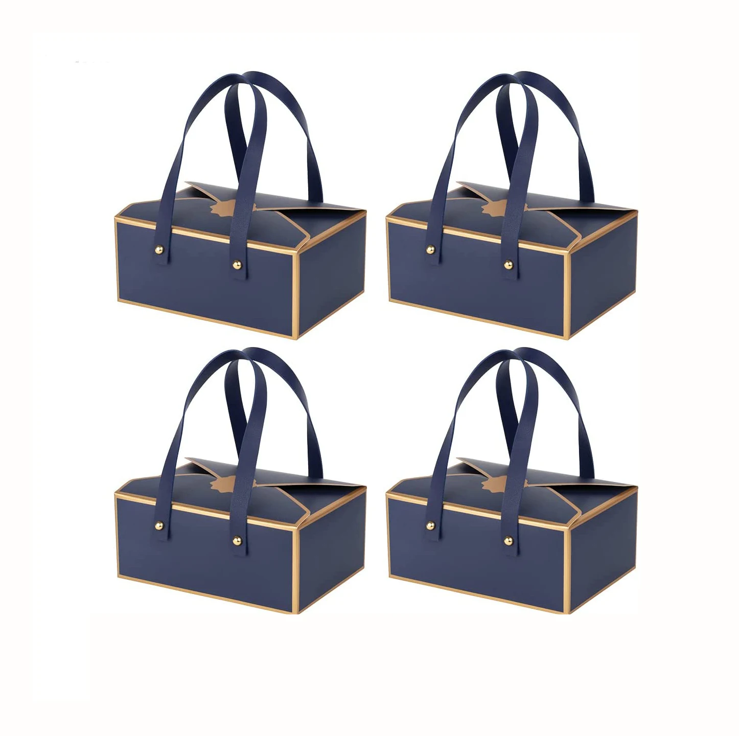 Custom Logo Sticker Easy to Assemble Cookie Jewelry Chocolate Candy Luxury Gift Box with Faux Leather Handle