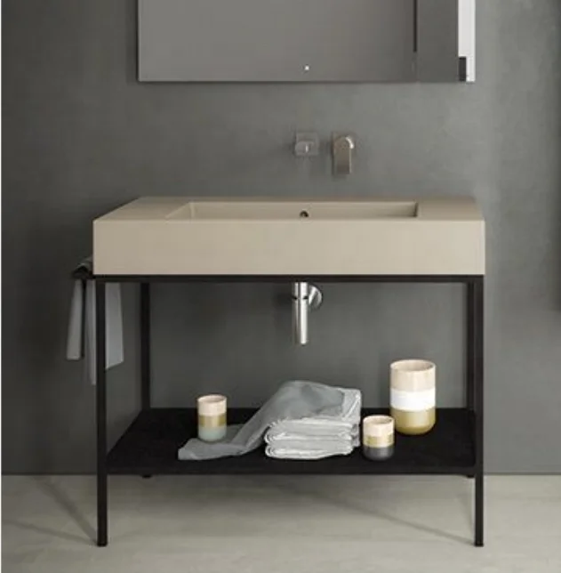 Meuble simple vasque STEEL 90 cm  Acier Noir  Single vanity unit STEEL 90 cm Steel Black powder room dressing console table