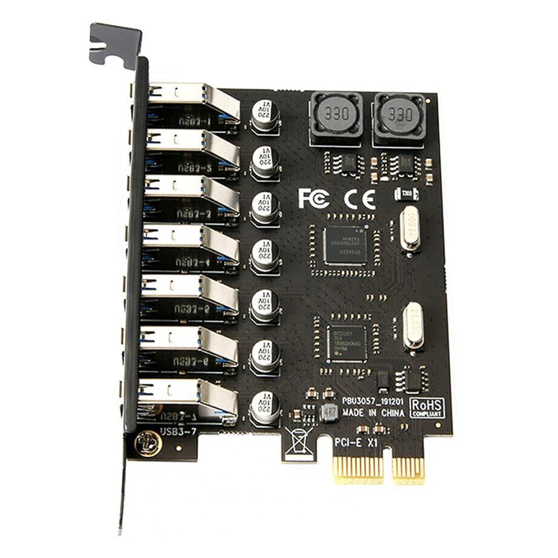 PCIE to USB 3.0 Adapter Card 7-port PCI-E Desktop Computer Expansion Card Free External Power Supply VIA NEC Chip