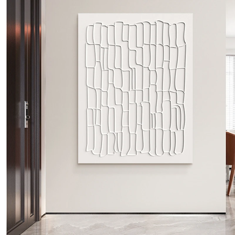 Modern minimalistic art wall decor Handmade abstract white Texture art Relief Painting for home decor