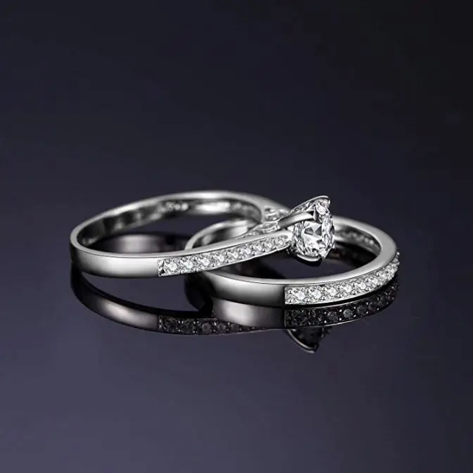  Fashion Jewelry Cubic Zircon Wedding Band Stackable 925 Sterling Silver Ring For