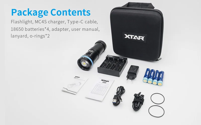 XTAR D36 5800lm High Power Super bright Floodlight Spotlight Flashlight Underwater Scuba Diving Torch